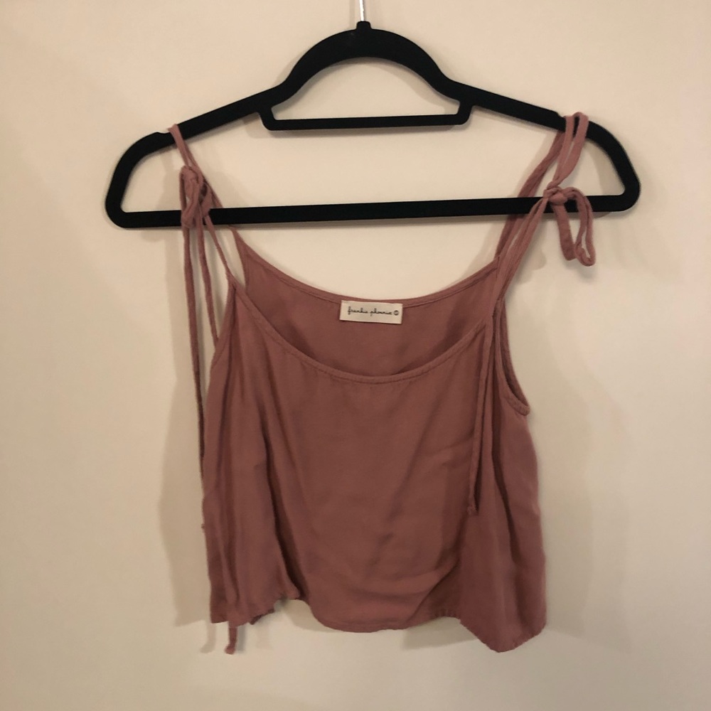 Pink/purple cropped tank with tie straps
